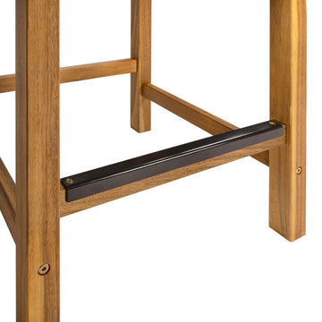 Armand 25.6" Modern Coastal Backless Acacia Wood Outdoor Counter Stool with Woven Rope Seat